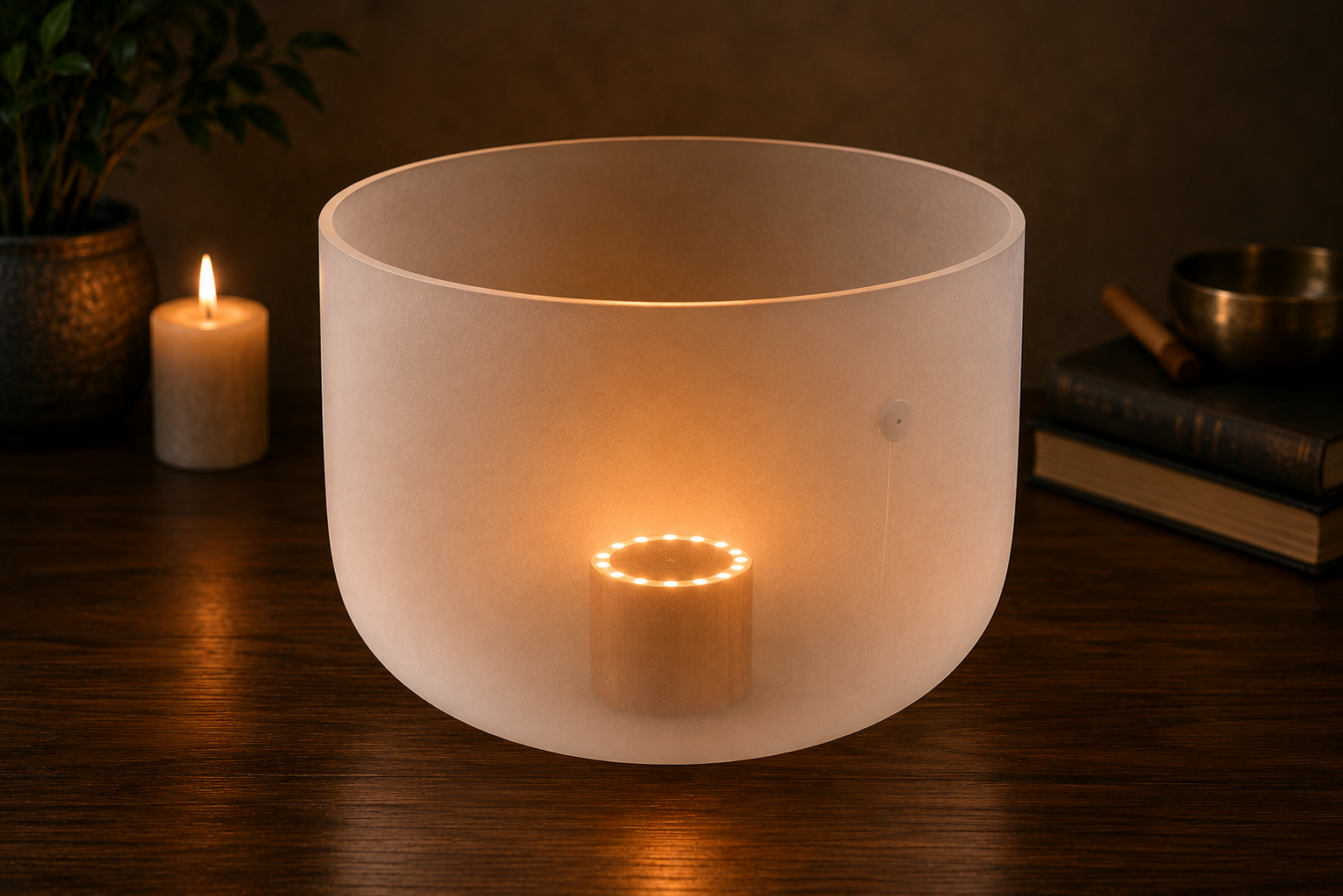 Un resonador RESONANCE en un cuenco de cuarzo
